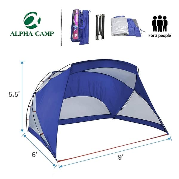 AugFir Beach Tent Sun Shelter, Beach Tent With Beach Mat Set, 4 Person Portable Beach Shade Canopy With UPF 50＋ UV Protection, Dual-Door Ventilation Design, Easy Setup Family Beach Umbrella (Green