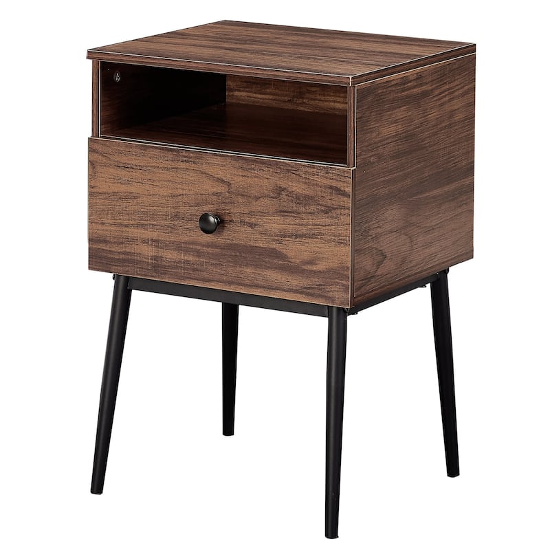 VECELO Modern 1-Drawer Wood Nightstand Set of 2