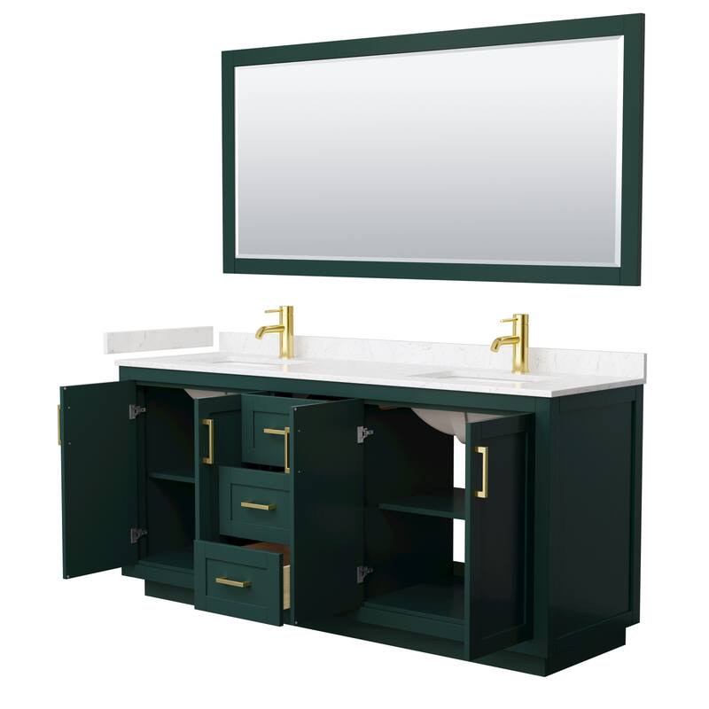 Miranda Double Vanity Set, Cultured Marble Top, 70-Inch Mirror