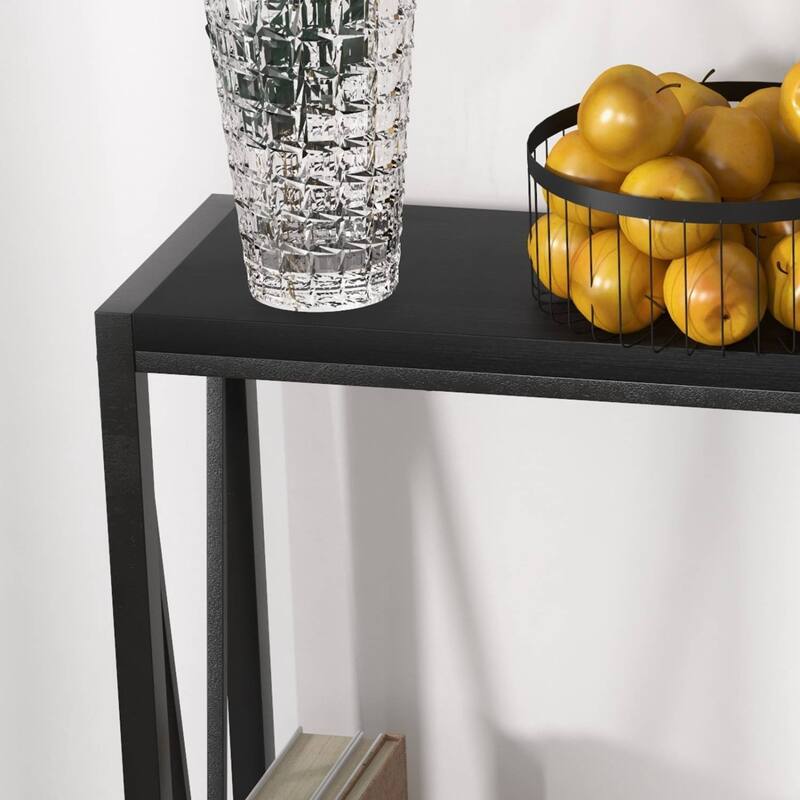 Easy Assembly Modern Sofa Table with Shelf for Entryway