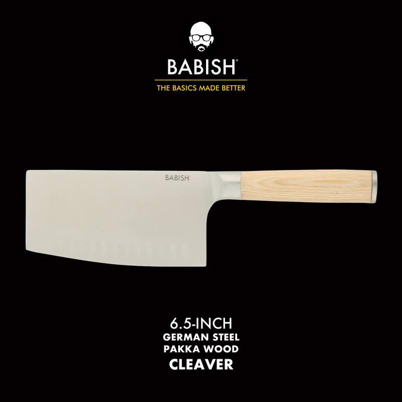 Babish High Carbon 1.4116 German Steel Full Tang 6.5-Inch Forged Cleaver Knife - for Heavy-Duty Chopping and Slicing