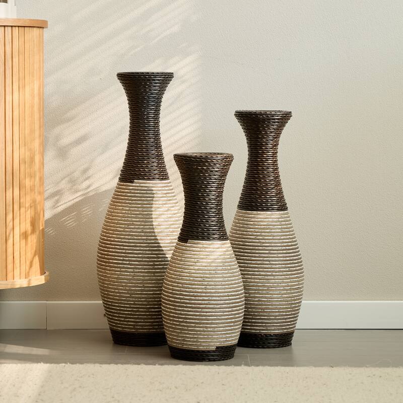 Desktop Vase, Brown Decorative Floor Vase, High Independent Flower Stand, Artificial Vine Vase, PVC Floor Vase, Set of 3