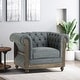preview thumbnail 4 of 3, Roomfitters Tufted Barrel Armchair with Wood Trim, Nailhead Accents and Rolled Back for Living Room or Office, Charcoal