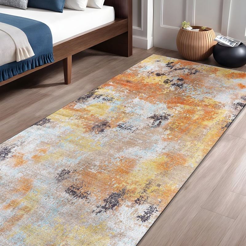Beverly Rug Queen Abstract Non-Slip Rubber Back Washable Indoor Area Rug