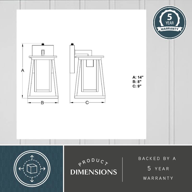 Blackwell Cage Frame 1 Light Dusk to Dawn Black Outdoor Wall Lantern Clear Glass