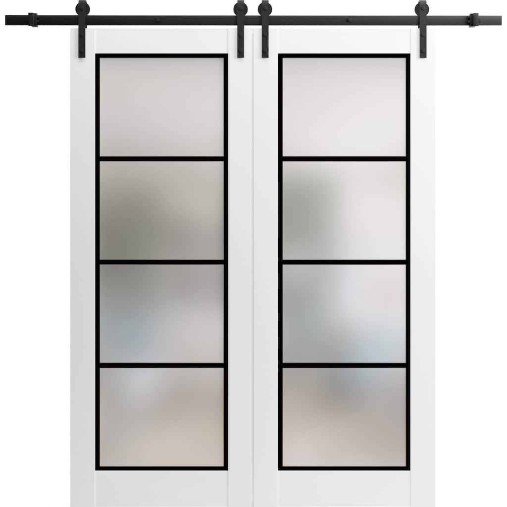 Sturdy Double Barn Door 36 x 80 Planum 2132 White Silk 13FT