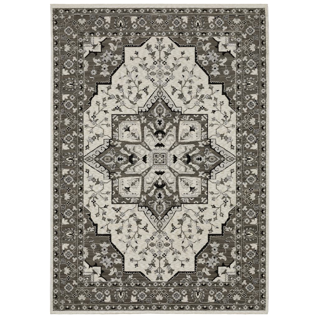 Style Haven Cádiz Star Medallion Ivory/Grey Area Rug
