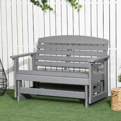 HDPE Love Seat Glider Bench with Slatted Seats Two People - 49.5" W x 27.6" D x 34.3" H