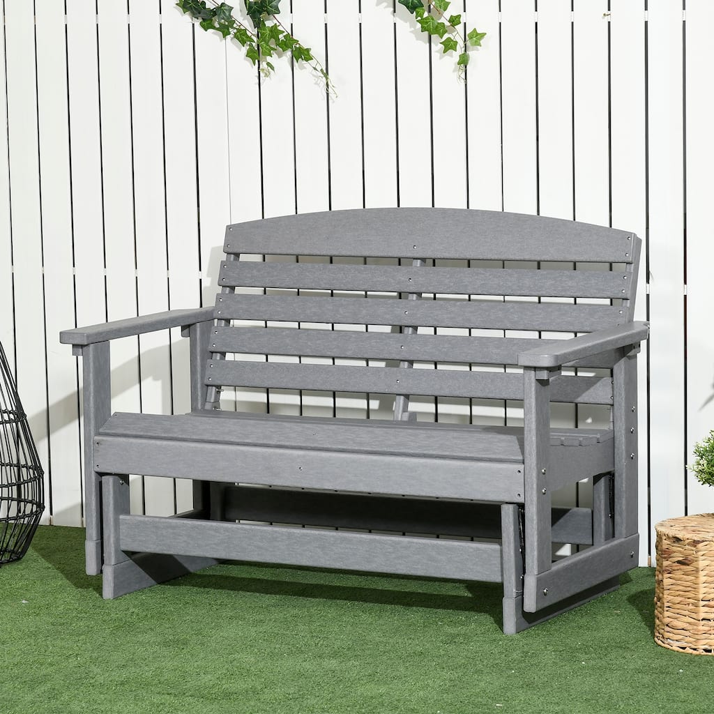 HDPE Love Seat Glider Bench with Slatted Seats Two People - 49.5" W x 27.6" D x 34.3" H