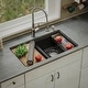 preview thumbnail 13 of 14, Karran QUWS-880 Undermount 32-1/2 in. Double Equal 50/50 Bowl Workstation Kitchen Sink