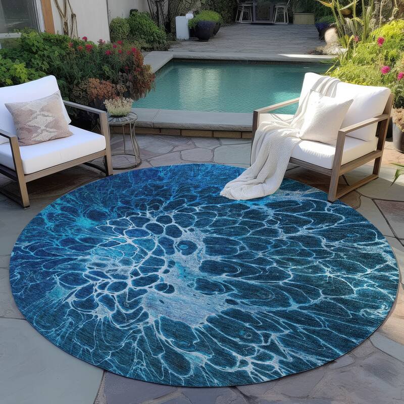 Machine Washable Indoor/ Outdoor Chantille Modern Floral Rug