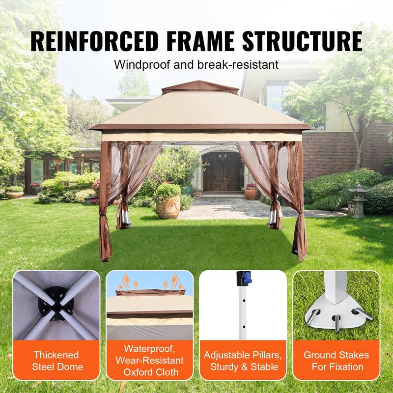 11x11 FT Pop Up Patio Gazebo with Netting, Outdoor Canopy for Backyard