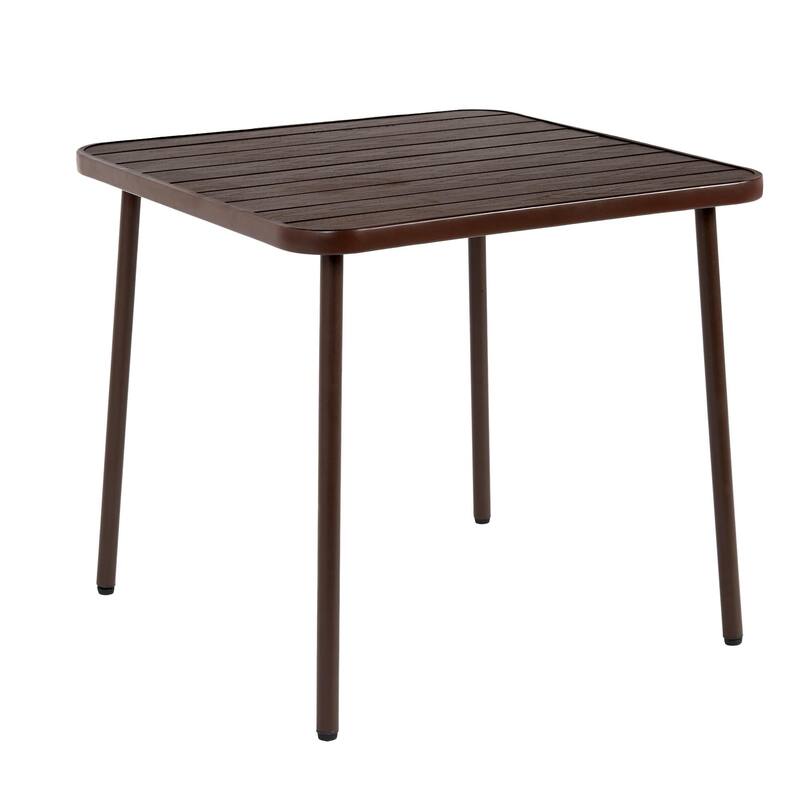 5-Piece Outdoor Casual Dining Table Set with 4 Plastic Chairs Patio Square Coffee Table Poolside Picnic Beer Table