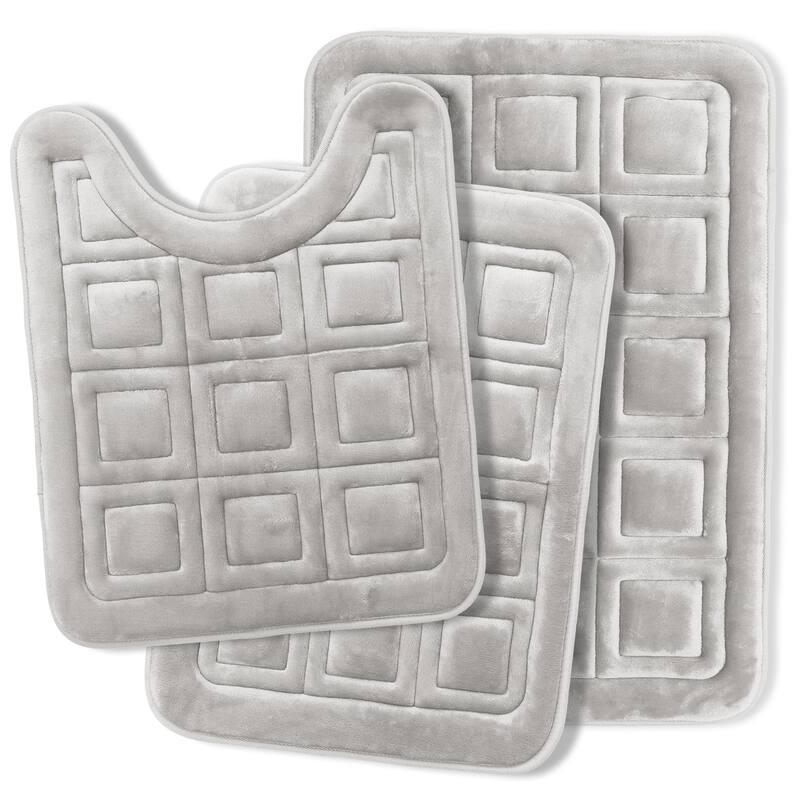 Clara Clark Ultra Soft Non Slip and Absorbent Bath Rug - Waffled Velvet Memory Foam Bath Mat