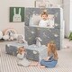 preview thumbnail 3 of 7, Grey Kids Play Sofa with Ottoman and Removable Machine Washable Cover - 42" x 20.5" x 16.5" (L x W x H)