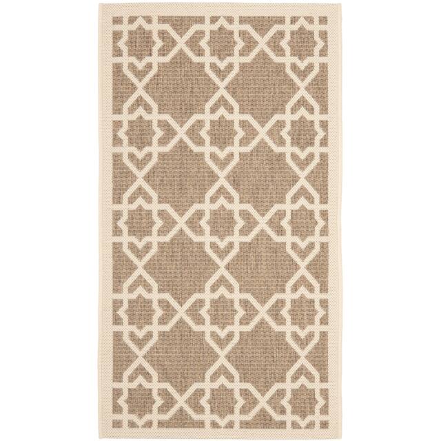 SAFAVIEH Courtyard Lawanda Trellis Indoor/ Outdoor Waterproof Patio Backyard Rug - 2' x 3'7" - Brown/Beige