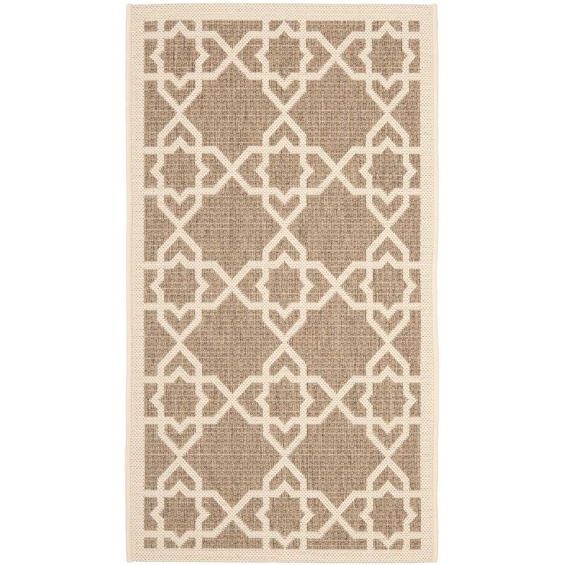 SAFAVIEH Courtyard Lawanda Trellis Indoor/ Outdoor Waterproof Patio Backyard Rug - 2' x 3'7" - Brown/Beige