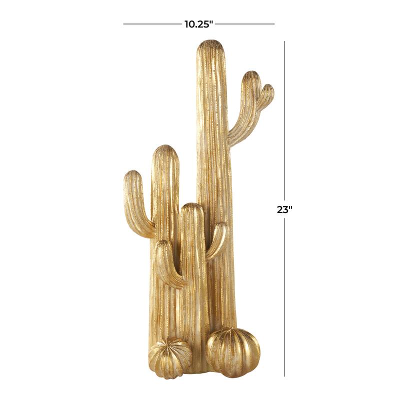 Gold Resin Layered Cactus Decorative Sculpture