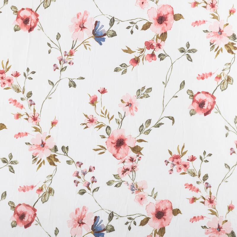 No. 918 Jocelyn Floral Print Crushed Voile Sheer Rod Pocket 1-Piece Curtain Panel, Single Panel