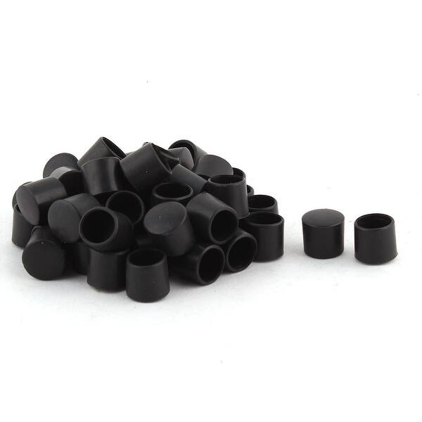 PVC Round Shape Furniture Chair Table Leg Foot Covers Black 12mm Inner ...