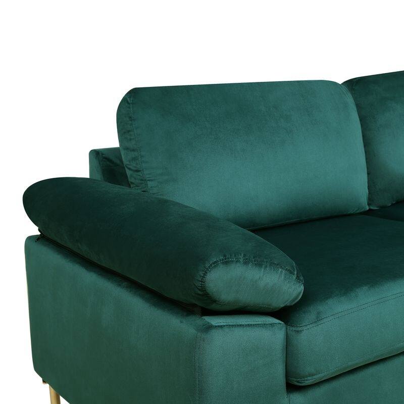 Coastal Velvet Sofa:Features Pillow Arms,Removable Velvet-Upholstered Back & Seat Cushions