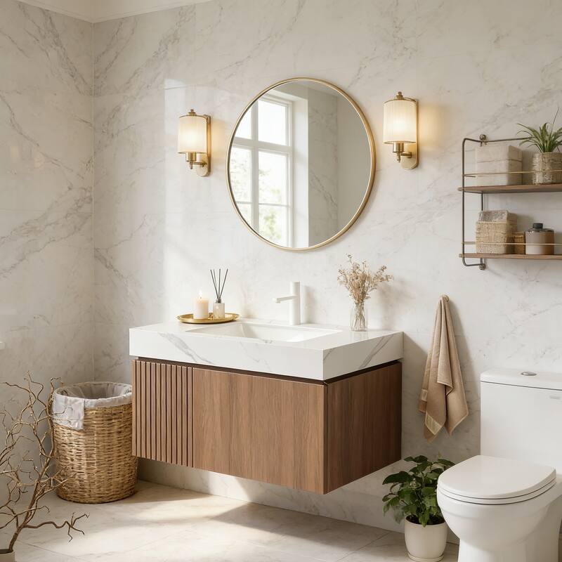 Floating Storage Bathroom Vanity with 1 Pre-drilled Faucet Hole