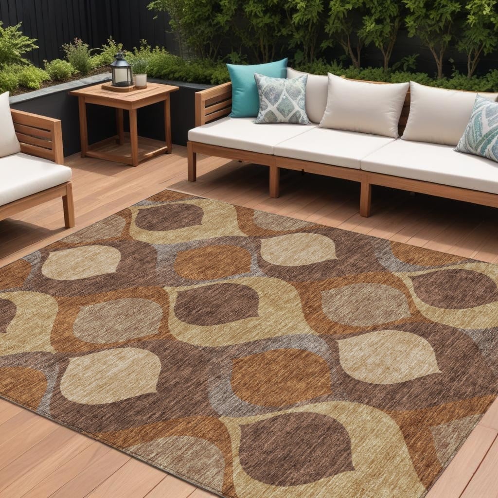 HomeRoots Ogee Transitional Rectangle Outdoor Rug