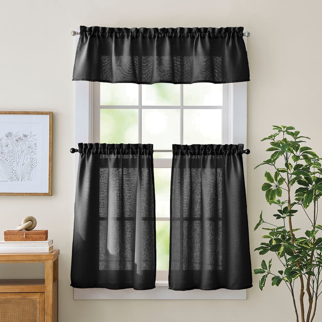 Curtainworks Eldridge Waffle 3-piece Valance & Tier Set