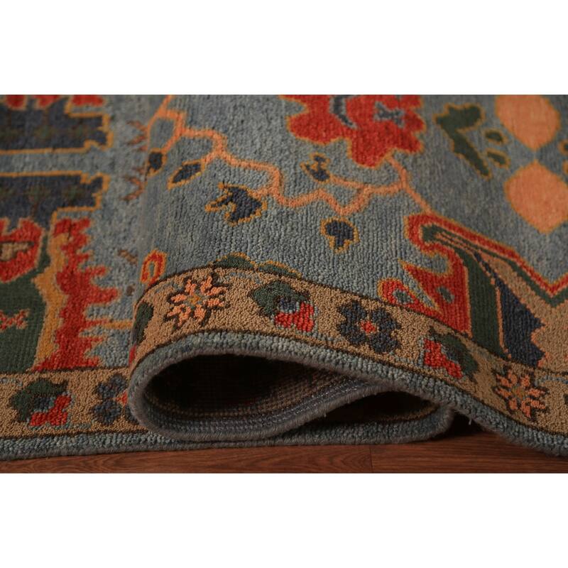 Blue Oushak Indian Area Rug Handmade Wool Carpet - 8'10"x 12'0"