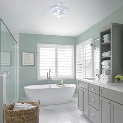 Enclosed Ceiling Fan Light with 3 Color Light Adjustment and 5 Blades, 3 Speed Fan Control for Bedroom and Lounge Area