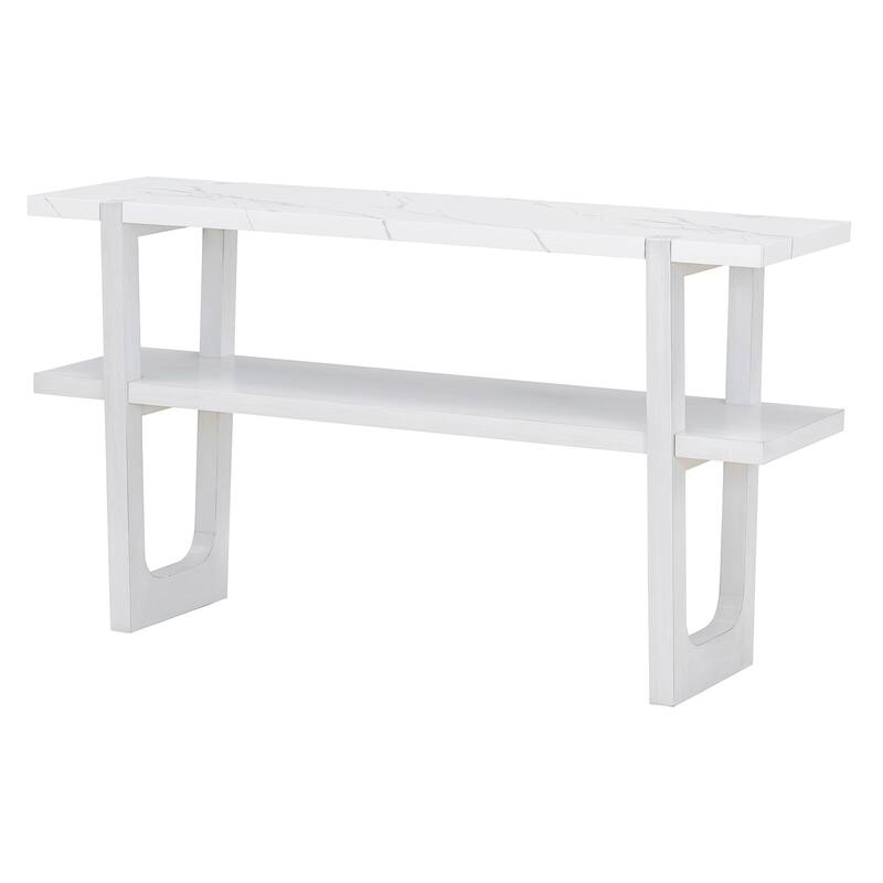 Elegant Console Table with Marble-Effect Top and Versatile Storage Solutions for Entryway and Living Room