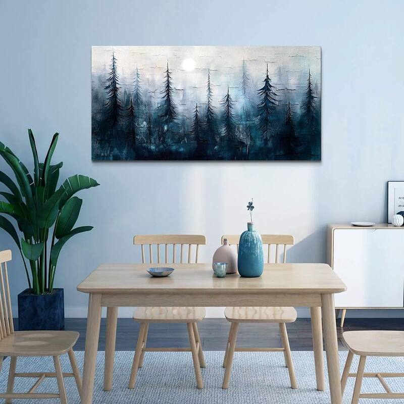 Modern Abstract Foggy Forest Landscape Prints Artwork
