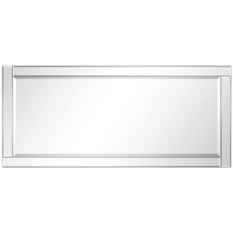 Beveled Rectangle 1"-Beveled Center Wall Mirror with Solid Wood Frame - Clear