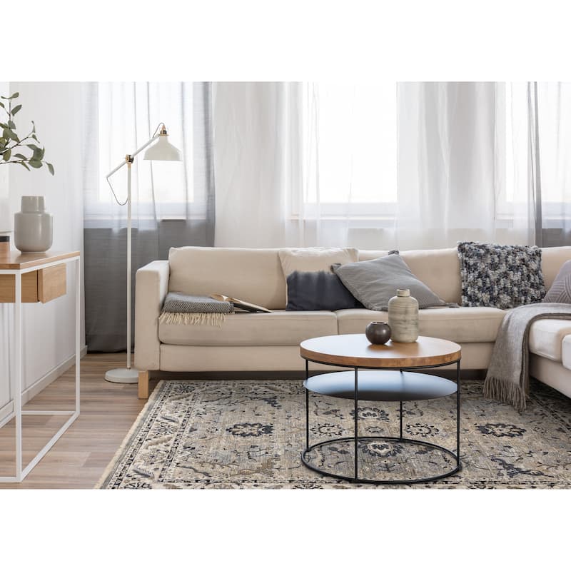 Santiago Classic Floral Cream Blue Area Rug