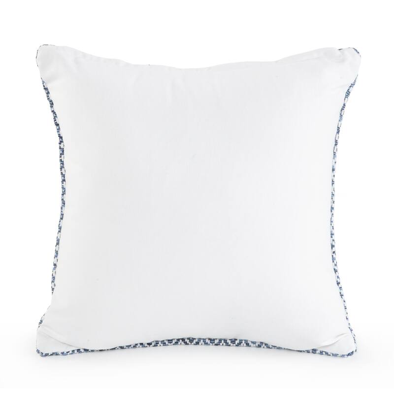 Handwoven Geometric Diamond Cotton Throw Pillow Cover - 18" - Navy Blue and White