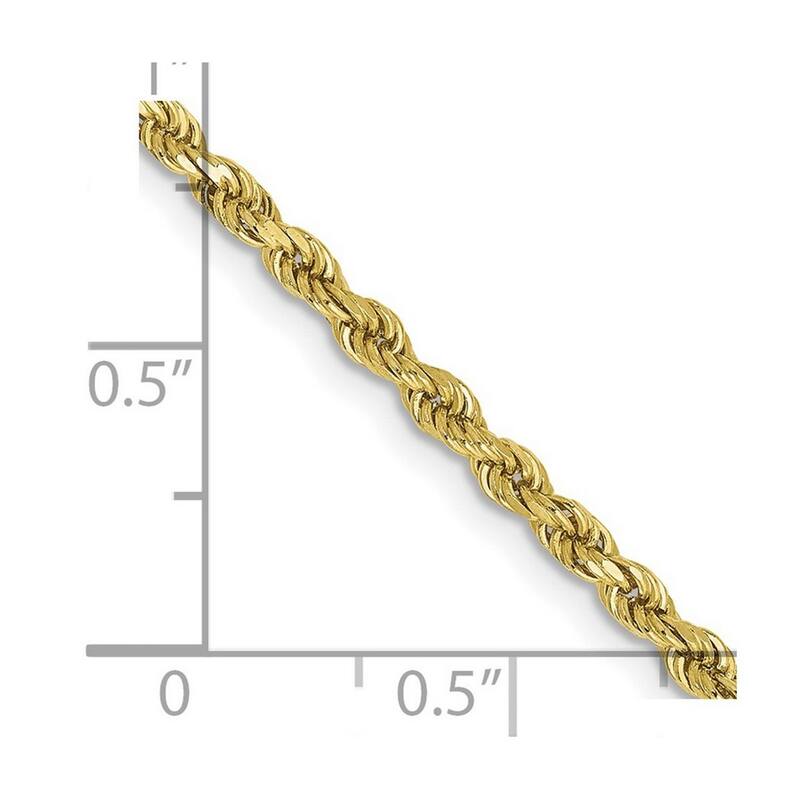 Curata 10k Yellow Gold Solid 7" 8" or 9" 2.5mm Diamond Cut Rope Chain Bracelet for men or women