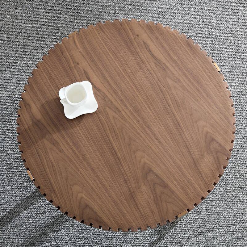 31.5 Inch Round Coffee Table with Sturdy Pedestal