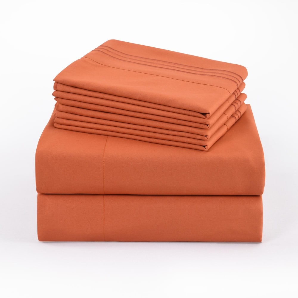 4/6 Pcs Soft Solid & Embroidery Bed Sheets Set