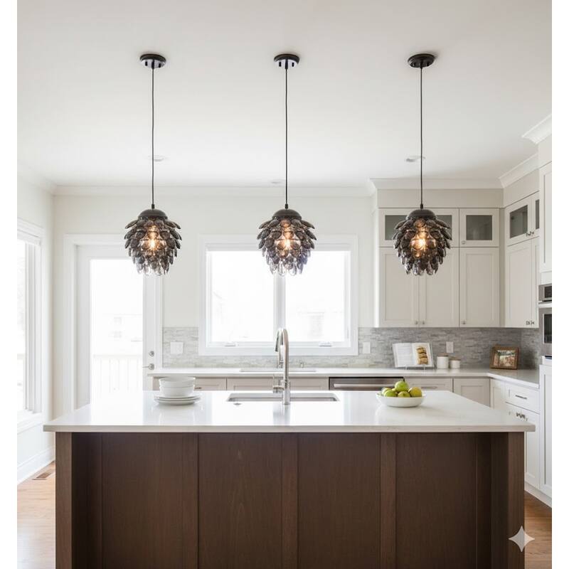 1 Light Smoke Crystal Pendant