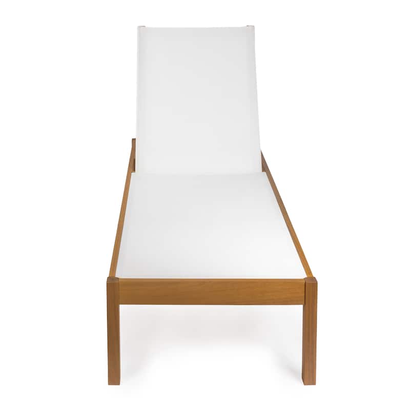 Leo 77.56"x26.38" Modern Minimalist Adjustable Acacia Wood Chaise Outdoor Lounge Chair, Natural by JONATHAN Y