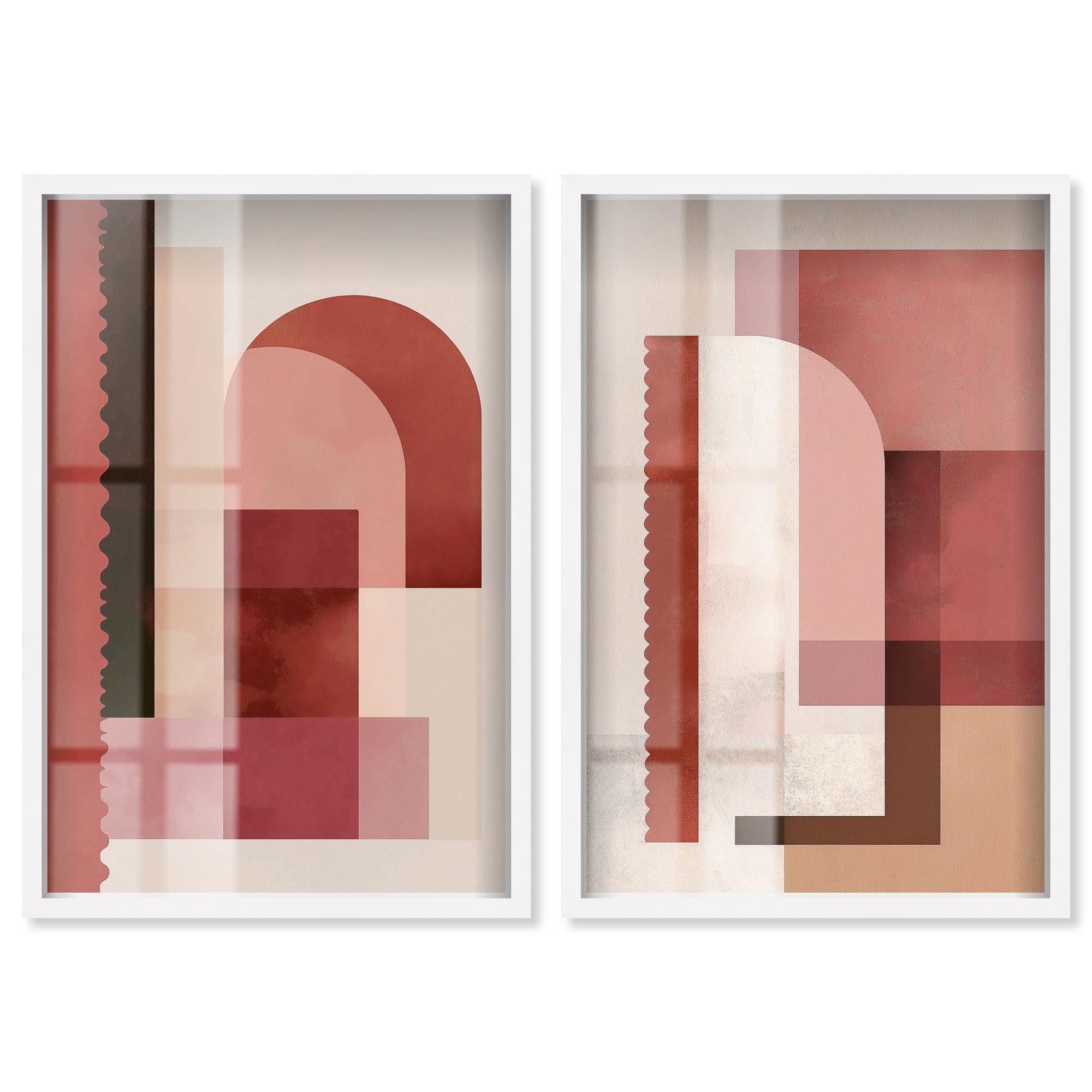 Urban Dusk Duet Boho Beige Art Set Shadowbox Print by Art Remedy