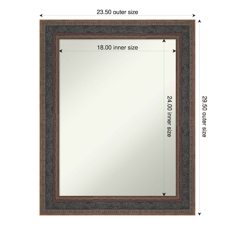 Attic Aged Non-Beveled Wood Framed Wall Mirror - 24 x 30 in - Attic Aged Bronze