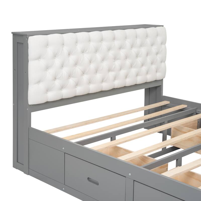 Platform Bed with Storage Headboard
