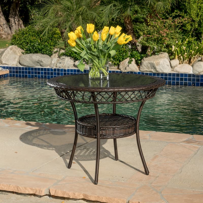outdoor PE 34IN GLASS TABLE (KD)