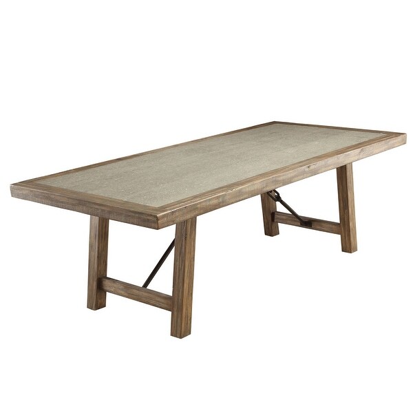 Strick & Bolton Mirella Weathered Elm 92-inch Stone-top Dining Table. Opens flyout.