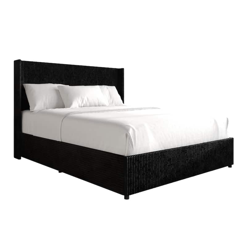 CraftPorch Luxury Wingback Platform Lift Up Storage Bed