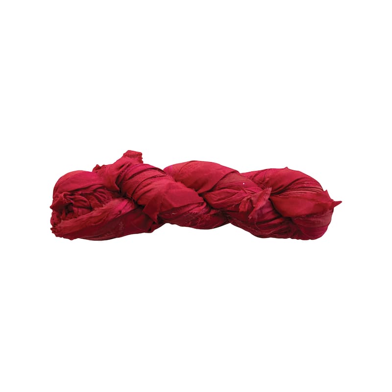 75-Yard Torn Silk Ribbon - Berry Red - Berry Red