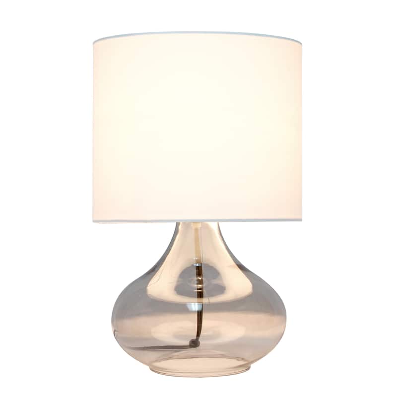 13.75" Decorative Glass Accent Table Lamp with Soft Fabric Shade Perfect for Living Room or Bedroom - 9"L x 9"W x 13.75"H