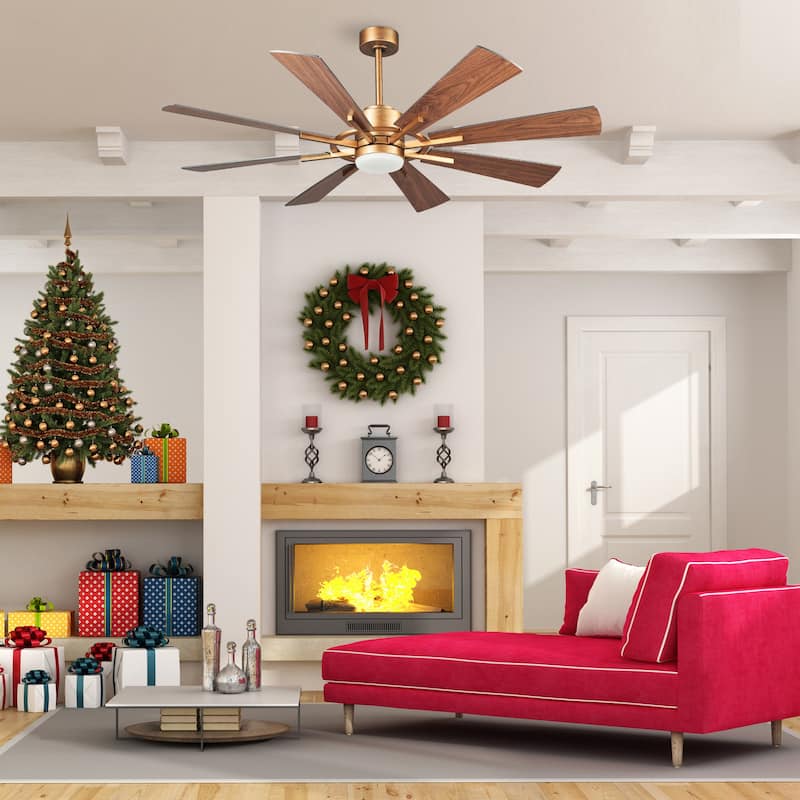 Parrot Uncle 60" Farmhouse Integrated LED Windmill Ceiling Fan with Light and Remote
