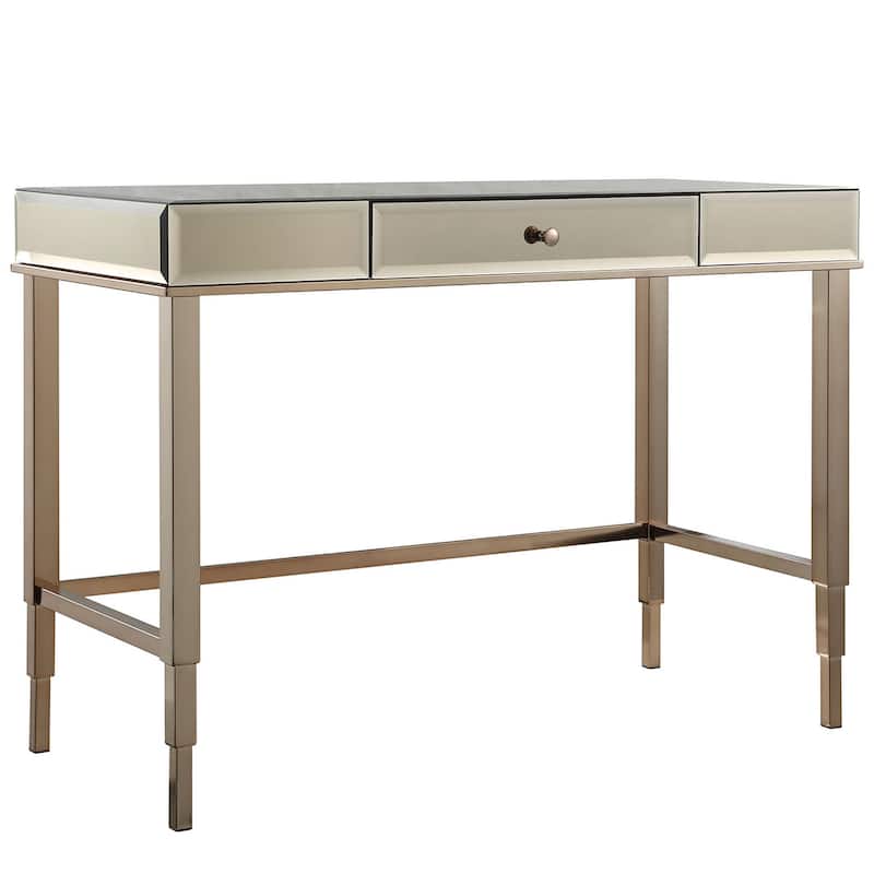 Camille Beveled Mirrored Accent 1-drawer Office Writing Desk by iNSPIRE Q Bold - Champagne Gold
